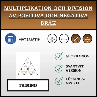 Trimino: Multiplikation och division av positiva och negativa bråk
