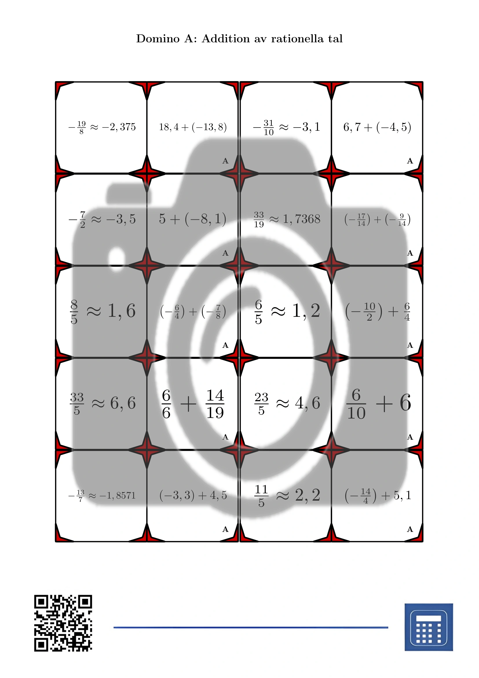Domino: Addition av rationella tal - Bild 2