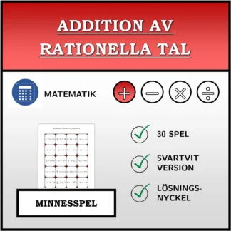 Memoryspel: Addition av rationella tal