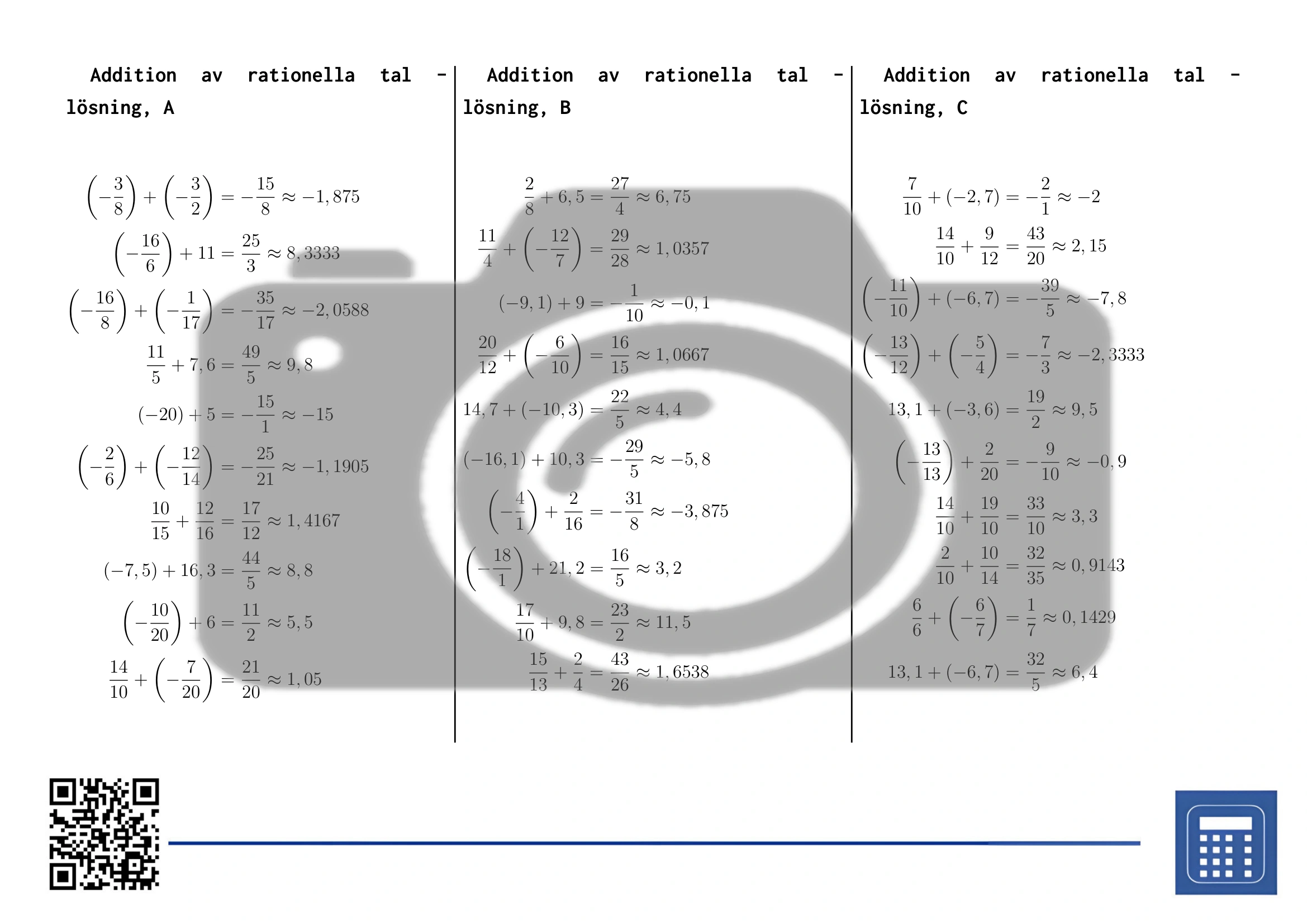 Arbetsblad: Addition av rationella tal - Bild 4