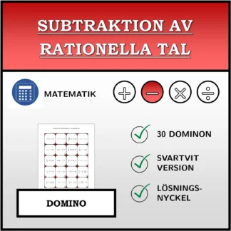 Domino: Subtraktion av rationella tal