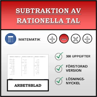 Arbetsblad: Subtraktion av rationella tal