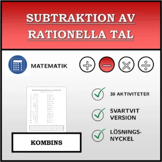 Kombinationsövning: Subtraktion av rationella tal