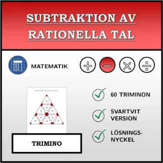 Trimino: Subtraktion av rationella tal