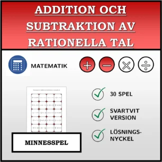 Memoryspel: Addition och subtraktion av rationella tal