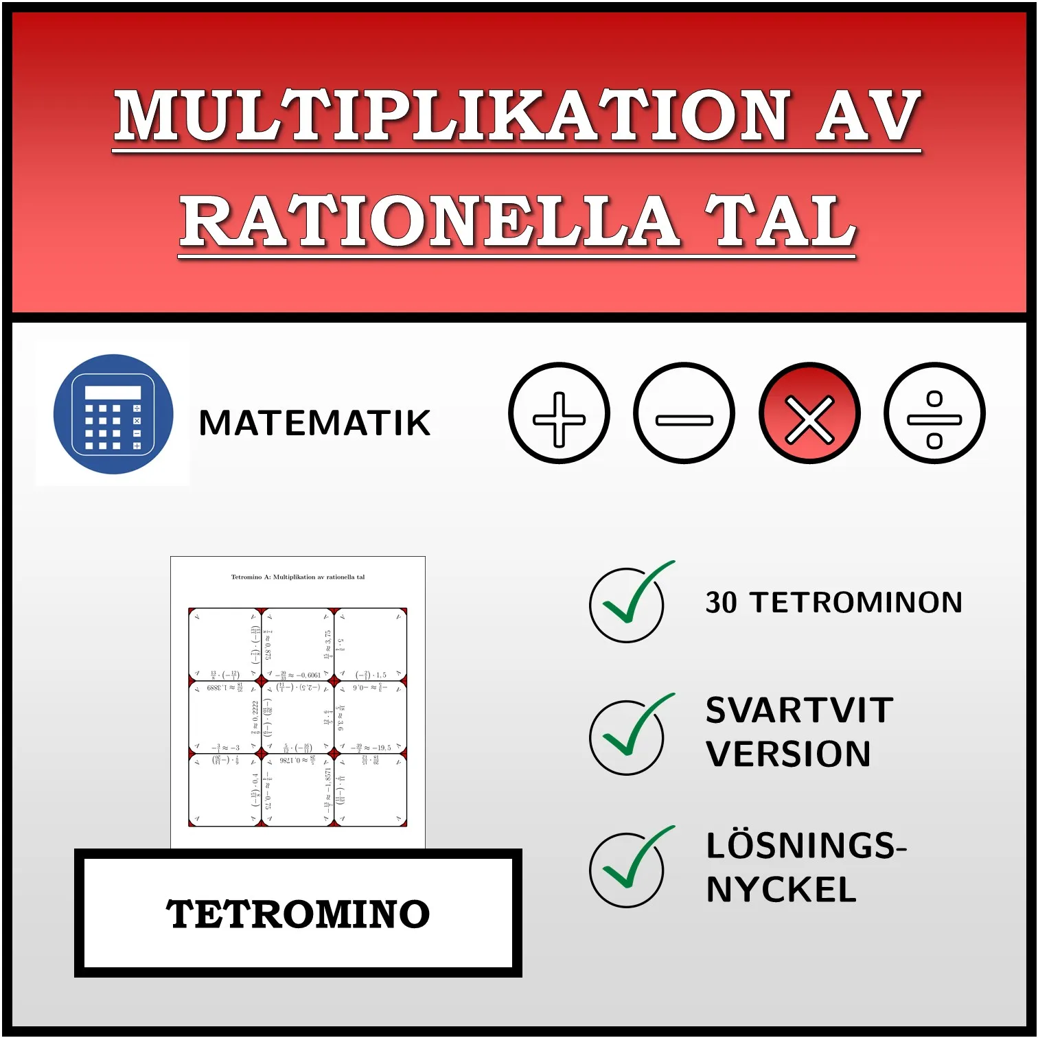 Tetromino: Multiplikation av rationella tal