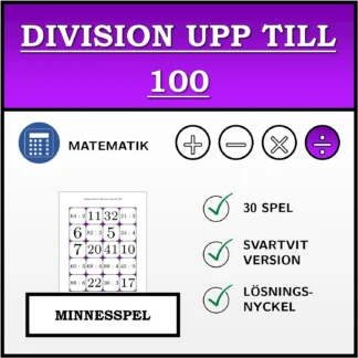 Memoryspel: Division upp till 100