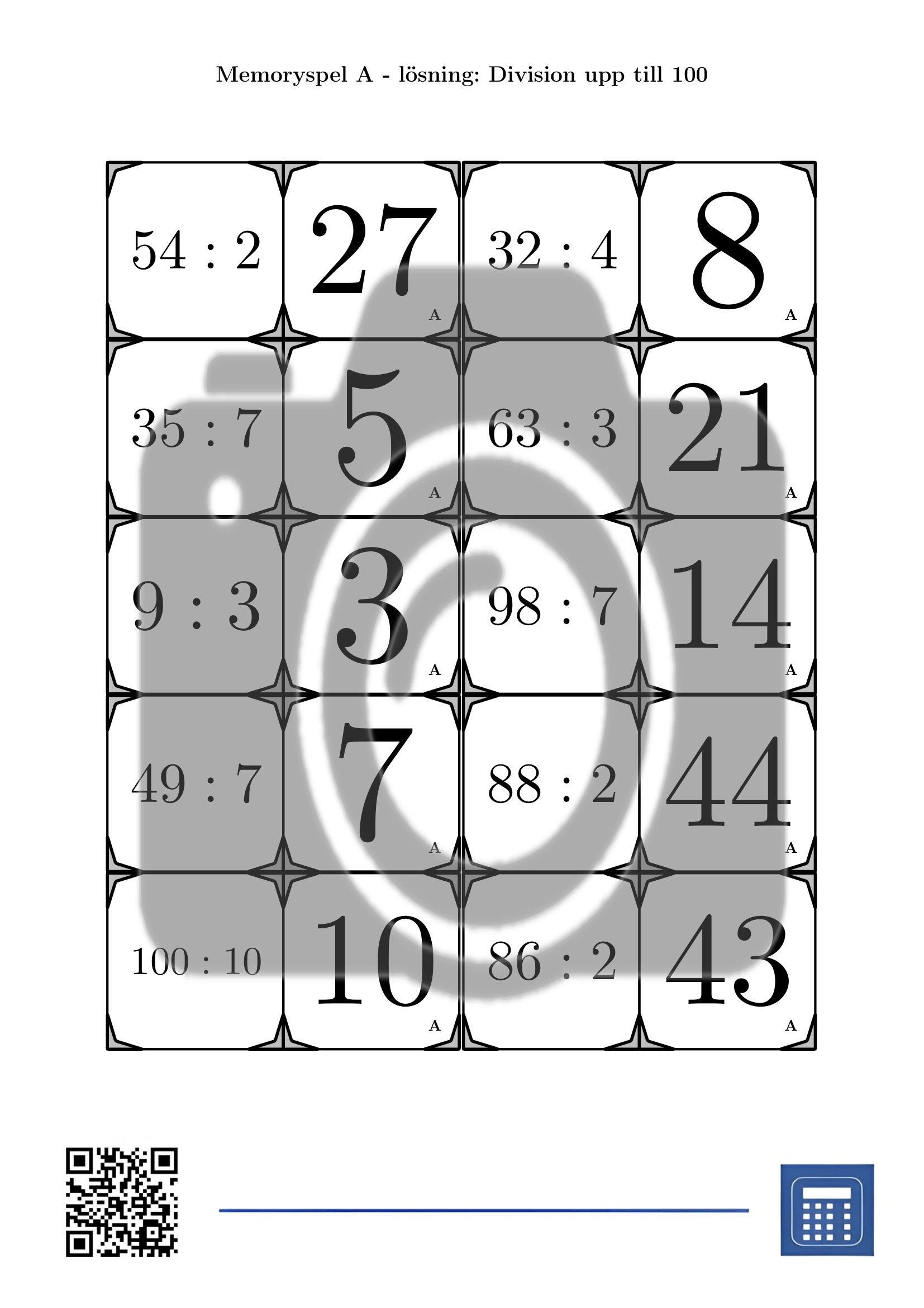 Memoryspel: Division upp till 100 - Bild 4