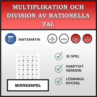 Memoryspel: Multiplikation och division av rationella tal