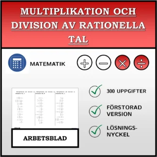 Arbetsblad: Multiplikation och division av rationella tal