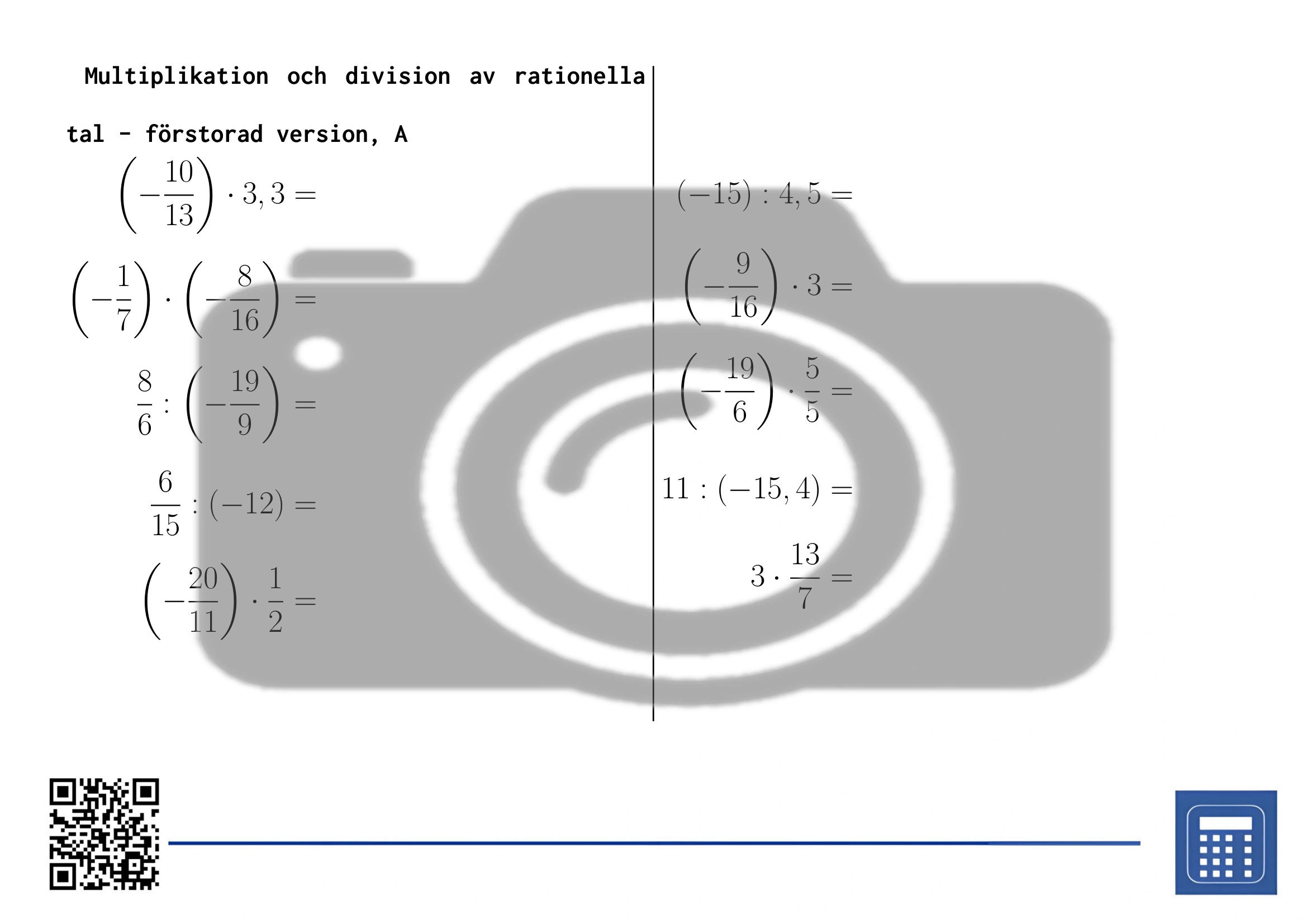 Arbetsblad: Multiplikation och division av rationella tal - Bild 3