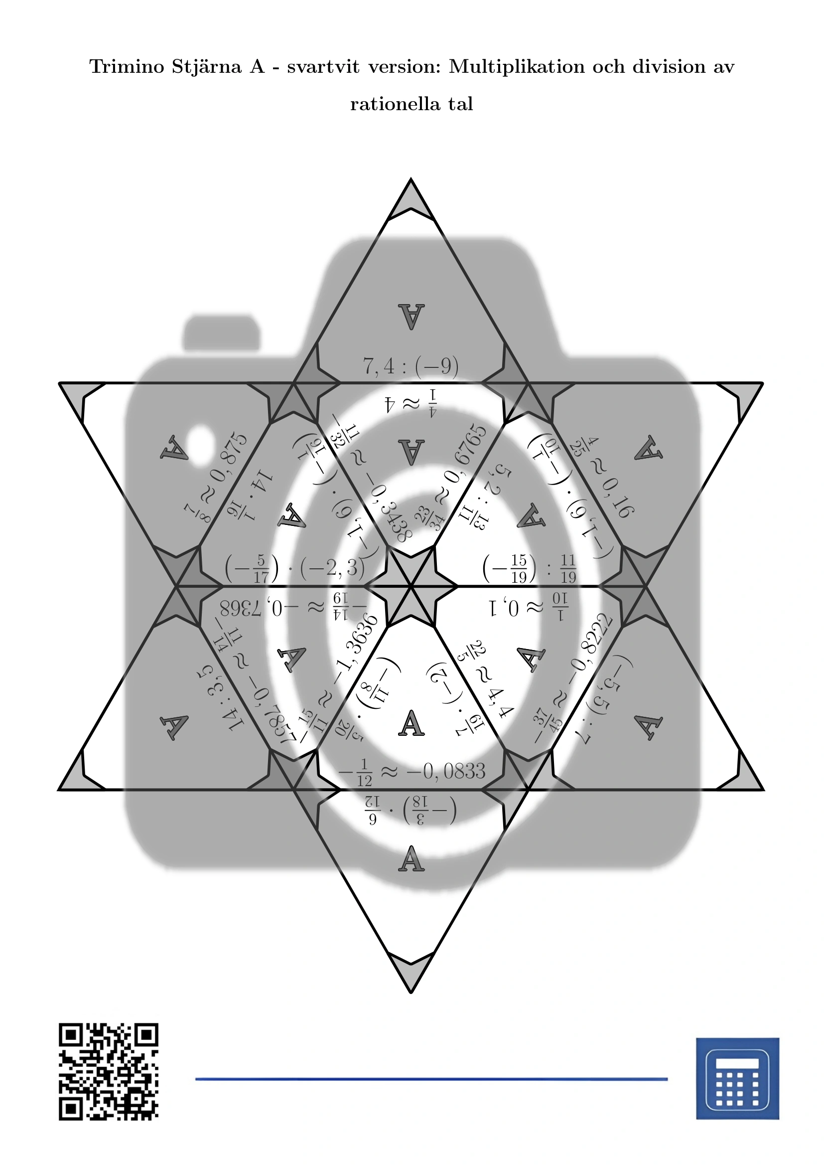 Trimino: Multiplikation och division av rationella tal - Bild 5