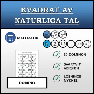 Domino: Kvadrat av naturliga tal