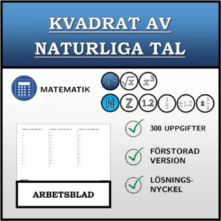 Arbetsblad: Kvadrat av naturliga tal