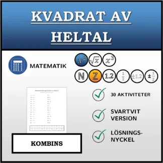 Kombinationsövning: Kvadrat av heltal
