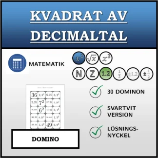 Domino: Kvadrat av decimaltal