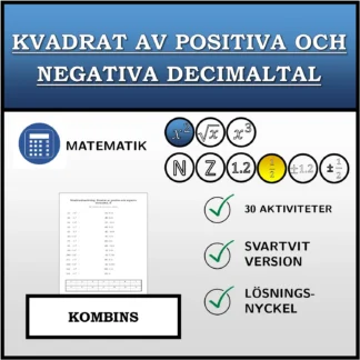 Kombinationsövning: Kvadrat av positiva och negativa decimaltal