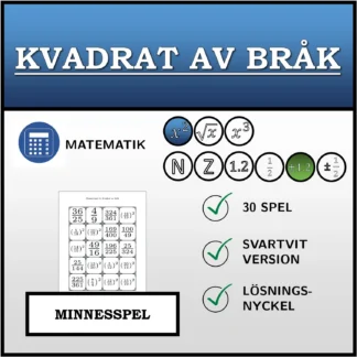 Memoryspel: Kvadrat av bråk