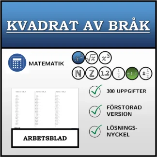 Arbetsblad: Kvadrat av bråk