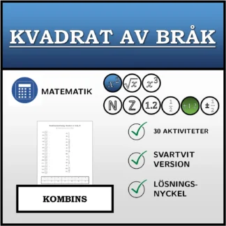 Kombinationsövning: Kvadrat av bråk