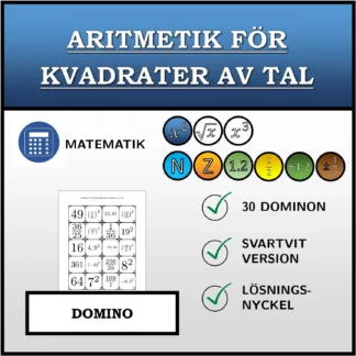 Domino: Aritmetik för kvadrater av tal