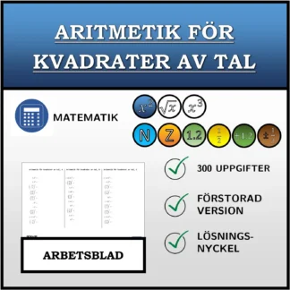Arbetsblad: Aritmetik för kvadrater av tal