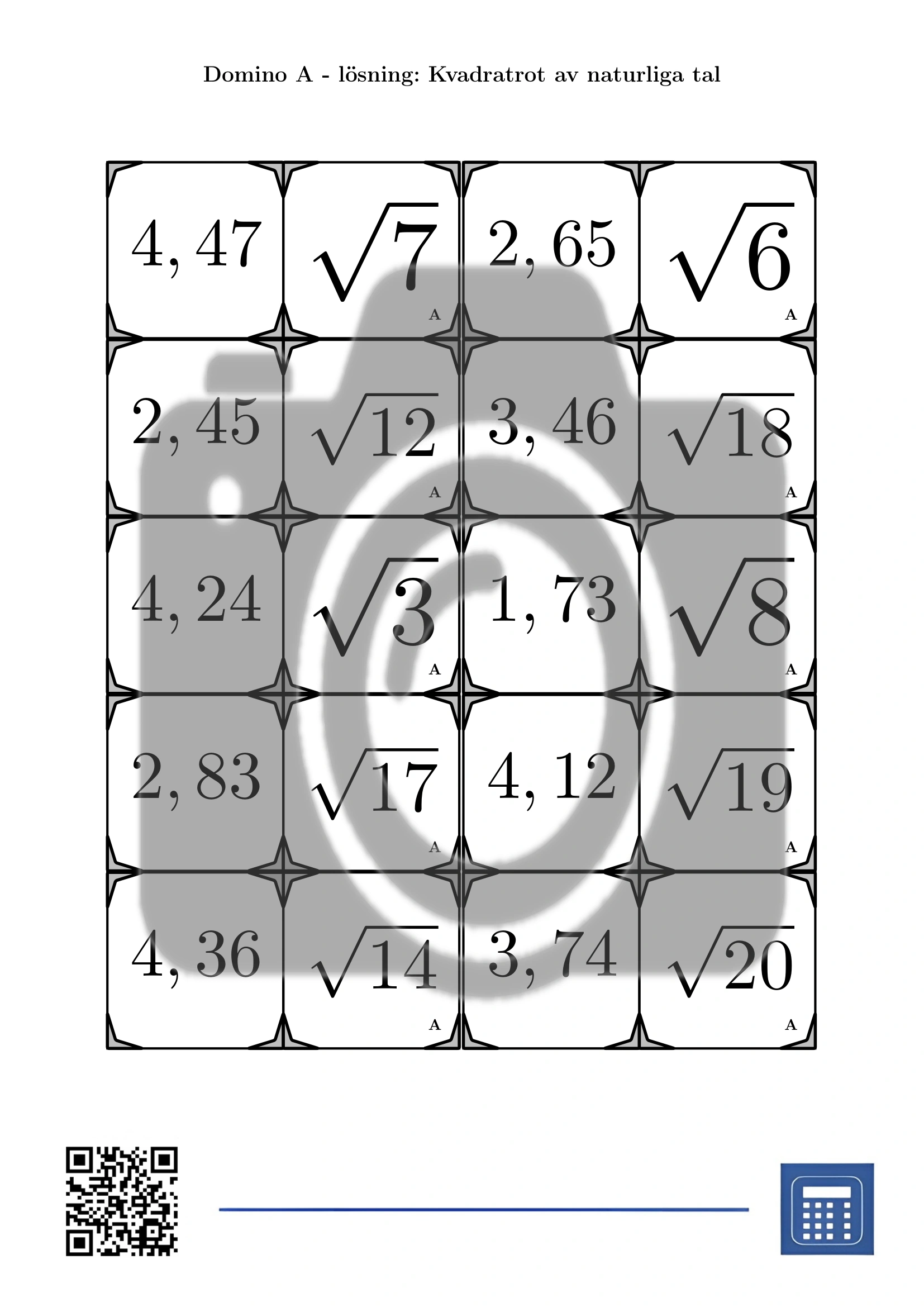 Domino: Kvadratrot av naturliga tal - Bild 4