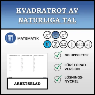 Arbetsblad: Kvadratrot av naturliga tal