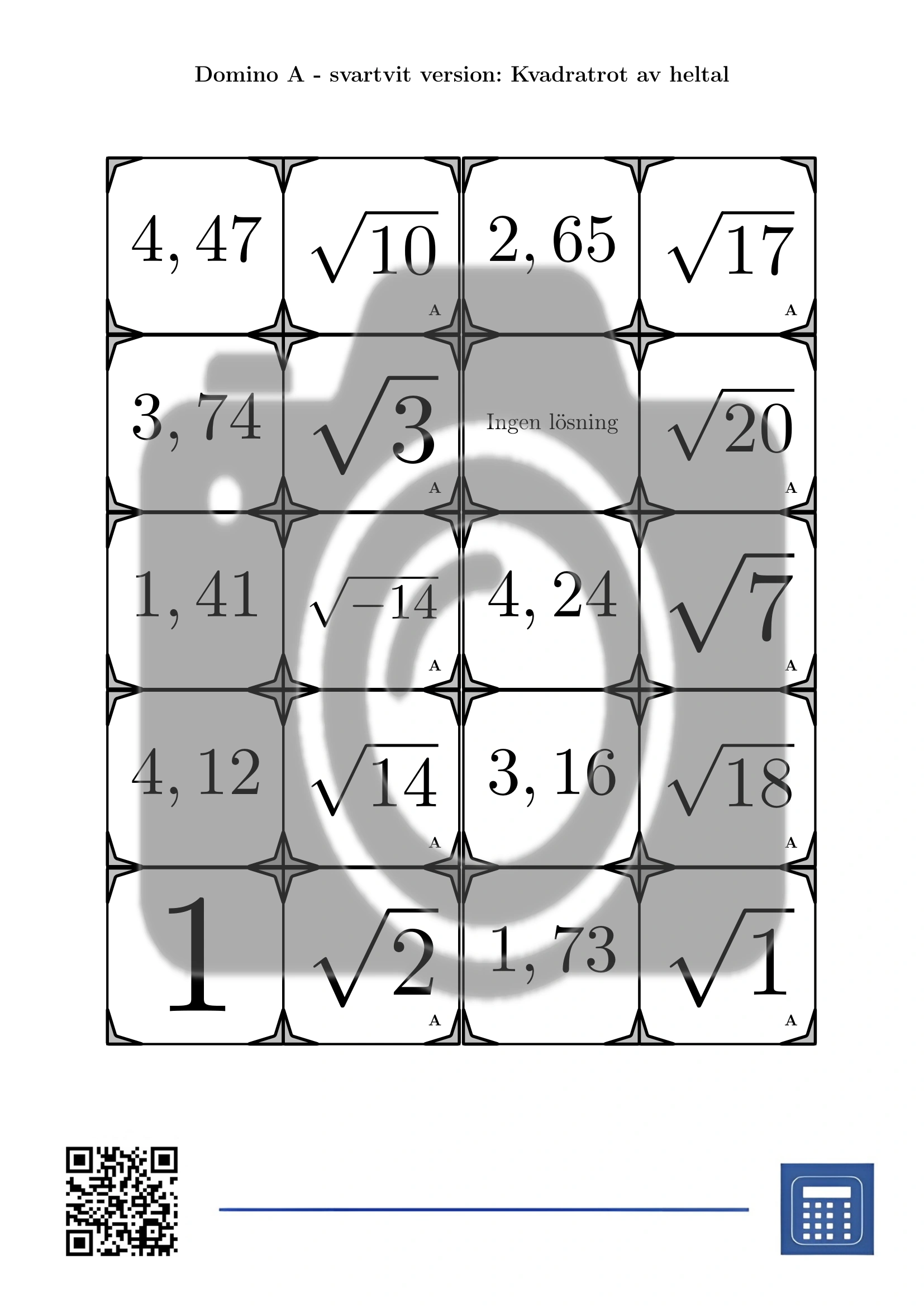 Domino: Kvadratrot av heltal - Bild 3
