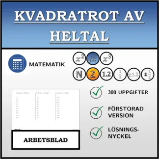 Arbetsblad: Kvadratrot av heltal