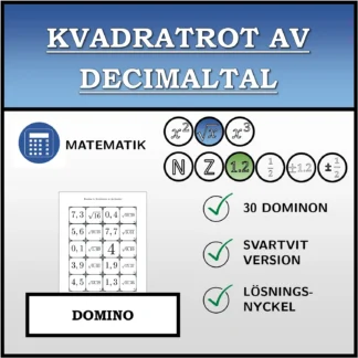 Domino: Kvadratrot av decimaltal