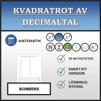 Kombinationsövning: Kvadratrot av decimaltal