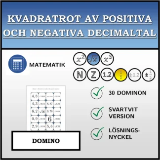 Domino: Kvadratrot av positiva och negativa decimaltal