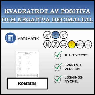 Kombinationsövning: Kvadratrot av positiva och negativa decimaltal