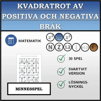 Memoryspel: Kvadratrot av positiva och negativa bråk