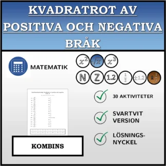 Kombinationsövning: Kvadratrot av positiva och negativa bråk