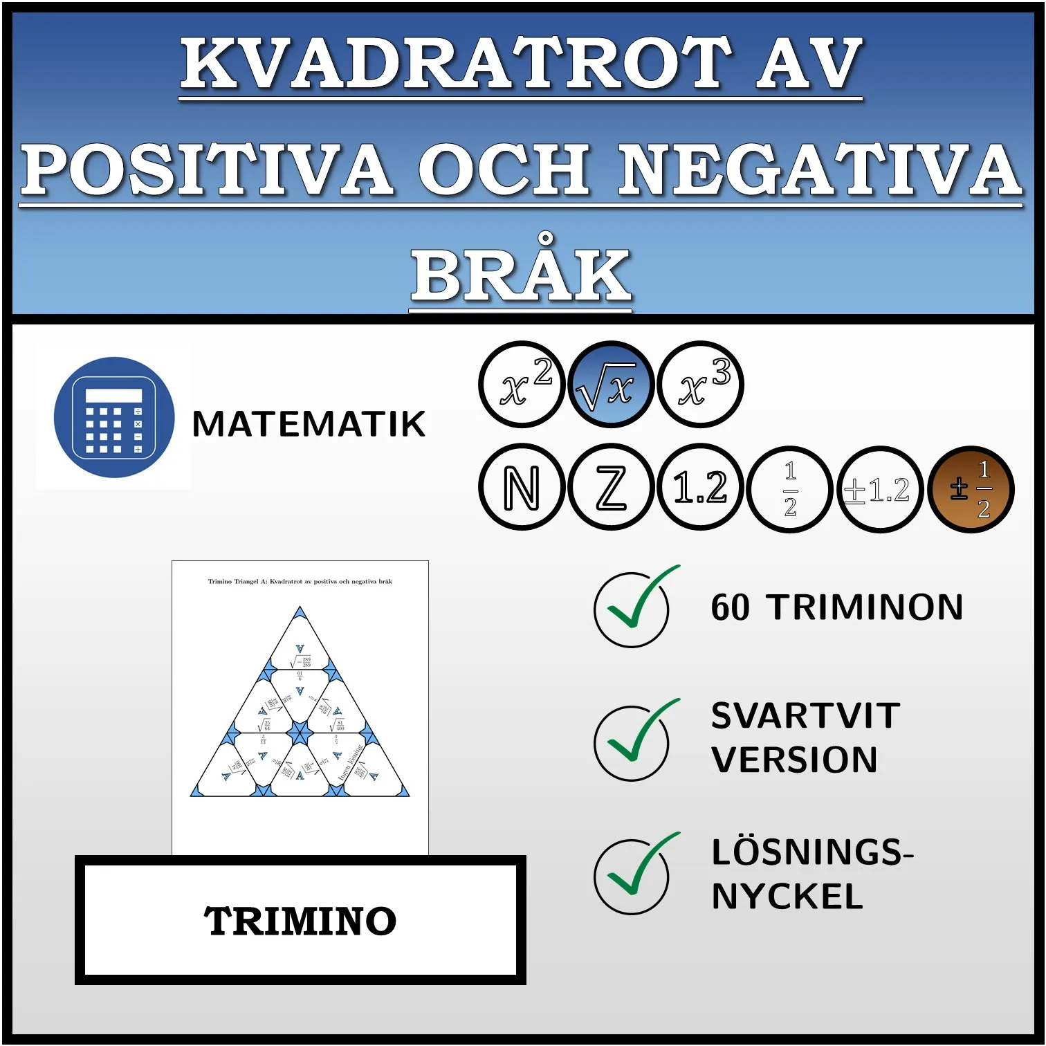 Trimino: Kvadratrot av positiva och negativa bråk