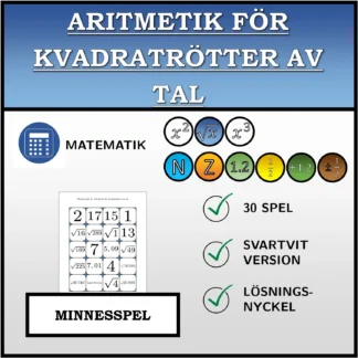 Memoryspel: Aritmetik för kvadratrötter av tal