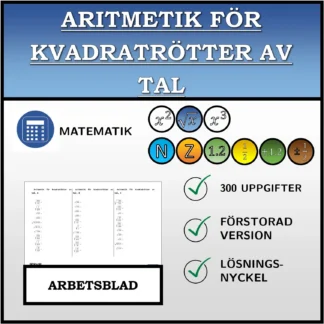 Arbetsblad: Aritmetik för kvadratrötter av tal