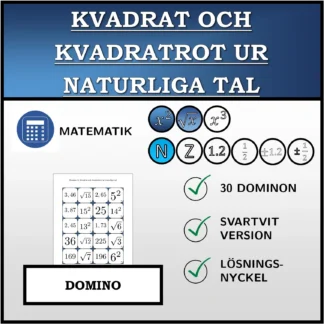 Domino: Kvadrat och kvadratrot ur naturliga tal