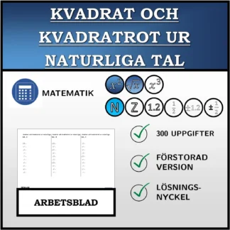 Arbetsblad: Kvadrat och kvadratrot ur naturliga tal