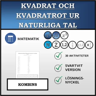 Kombinationsövning: Kvadrat och kvadratrot ur naturliga tal
