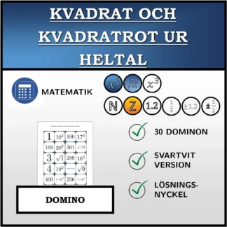 Domino: Kvadrat och kvadratrot ur heltal