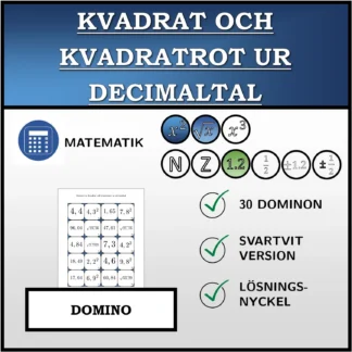 Domino: Kvadrat och kvadratrot ur decimaltal