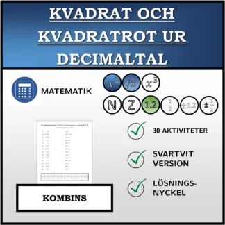 Kombinationsövning: Kvadrat och kvadratrot ur decimaltal