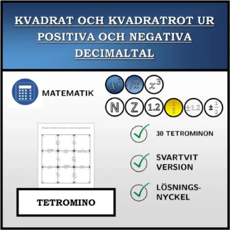 Tetromino: Kvadrat och kvadratrot ur positiva och negativa decimaltal